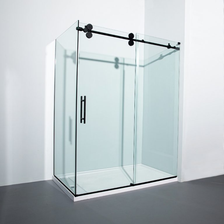 Cresent Frameless Sliding Shower Doors with Return Panel Apisglass