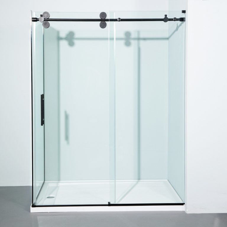 Cresent Frameless Sliding Shower Doors with Return Panel Apisglass (2)