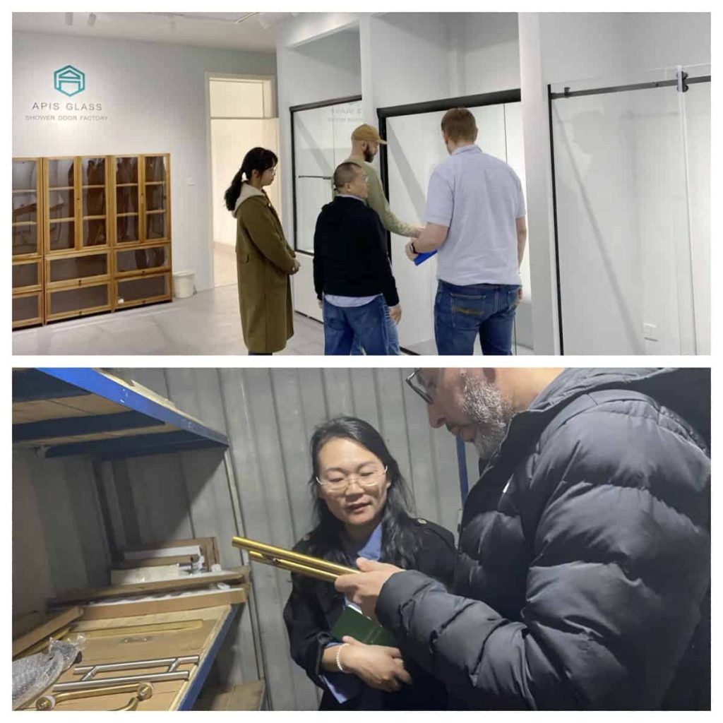 Glass shower door shop owner visited APIS glass factory