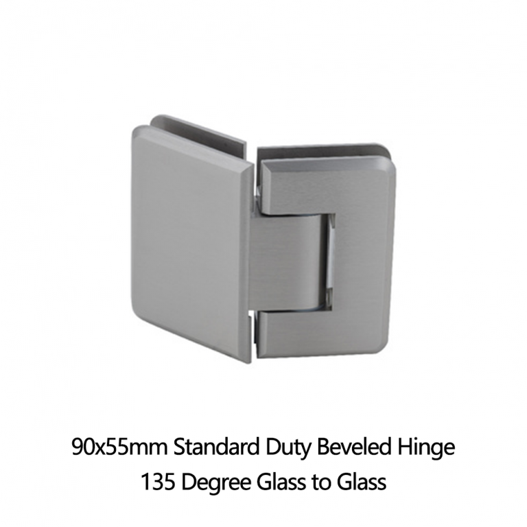 Glass to Glass 90x55mm Standard Duty Beveled Hinge 135 Degree