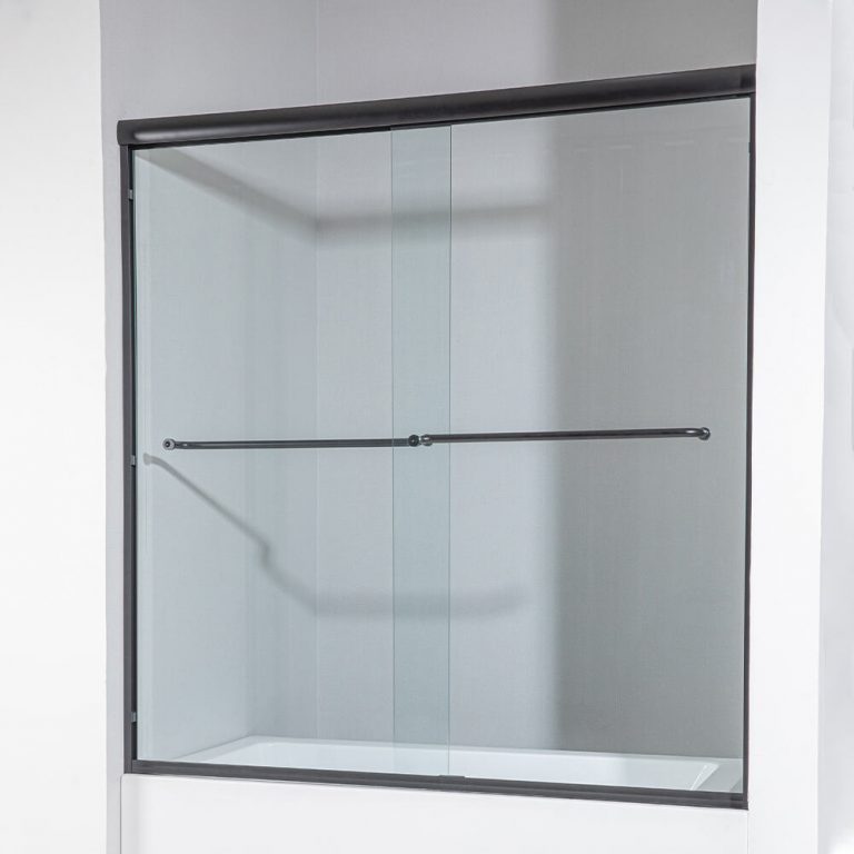 1 Apis Glass double sliding door semi-frameless bypass shower door shower enclosure_1