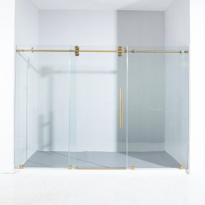 Deluxe Cresent Frameless Sliding Shower Doors 70mm Diameter Wheels Apisglass